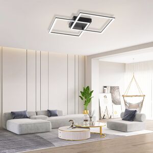 Metro LED Ceiling Light 2-Bulb Square Dimmable Modern with Remote Control Living Room 52W Black 7cm H X 54cm W X 54cm D