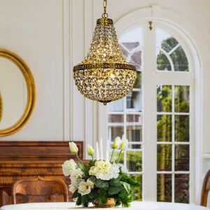 Rosdorf Park Agarwal 4 - Light Empire Glam Chandelier with Crystal Accents for Foyer Antique Brass 57cm H X 35cm W X 35cm D