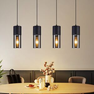 Metro Light painter pendant light black pendant lamp dining table - hanging lamp E27 kitchen glass black metal hanging lamp 4 flames industrial modern for d Matte Black 148cm H X 75cm W X 9cm D