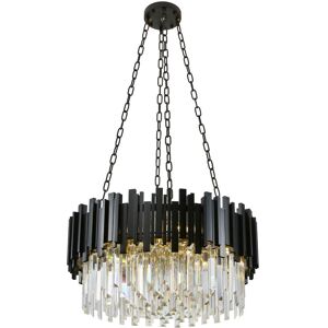 Canora Grey Modern Crystal Chandelier Ceiling Light Fixture for Living Room and Bedroom, Chic Design Lamp Matte Black 135cm H x 60cm W x 60cm D