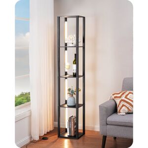Metro 163Cm Black Led Column Floor Lamp With Tray Table 163cm H X 29cm W X 29cm D
