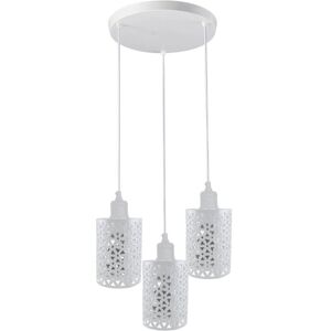 Marlow Home Co. Industrial Retro Pendant Light 3 Way Round Ceiling Base Brushed Finished Metal Ceiling Lamp Shade Pendant E27 Lamp Base For Home Living Room Office Ki White 117cm H X 31cm W X 31cm D