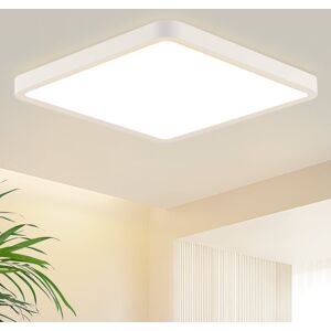 Metro LED ceiling light - square, 23cm, 3000K, warm white 18W, for bathroom, bedroom, hallway White/Matt Black 2.4cm H X 23cm W X 23cm D