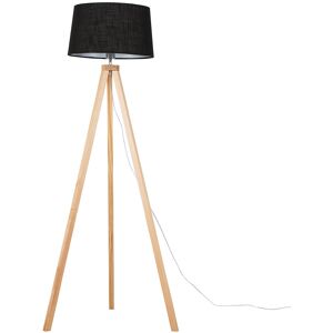Latitude Run Mejias 148cm Tripod Floor Lamp Light Wood/Black 148cm H X 65cm W X 65cm D