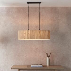 17 Stories Avonlea 1 - Light Kitchen Island Linear Pendant Matt Black;Natural Seagrass 36cm H X 78cm W X 22cm D