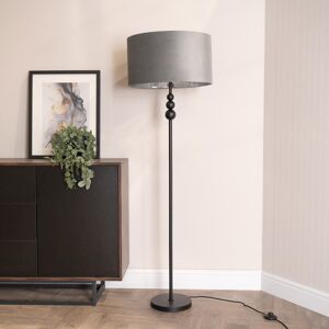 ClassicLiving Aaiza Stacked Ball Floor Lamp with Velvet with Inner Lamp Shade Grey/Chrome/Matte 145cm H X 45cm W X 45cm D ClassicLiving Aaiza Stacked Ball Floor Lamp with Velvet with Inner Lamp Shade Grey/Chrome/Matte 145cm H X 45cm W X 45cm D