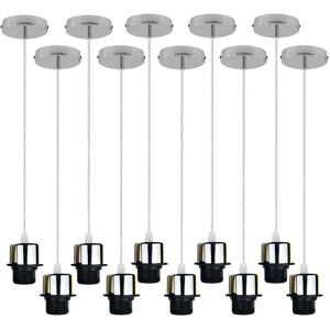 Borough Wharf Bithlo 10x Industrial E27 single Pendant Light Holder Set – Williston Forge Adjustable Ceiling Fittings with 95cm Cable for Home or Commercial Use Chrome 103.5cm H X 10cm W X 10cm D Borough Wharf Bithlo 10x Industrial E27 single Pendant Light Holder Set – Williston Forge Adjustable Ceiling Fittings with 95cm Cable for Home or Commercial Use Chrome 103.5cm H X 10cm W X 10cm D