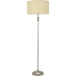 Rosdorf Park Saylorsburg Candlestick Floor Lamp with Velvet Lamp Shade Brush Chrome Silver/Natural Fabric 151cm H X 45cm W X 45cm D Rosdorf Park Saylorsburg Candlestick Floor Lamp with Velvet Lamp Shade Brush Chrome Silver/Natural Fabric 151cm H X 45cm W X 45cm D