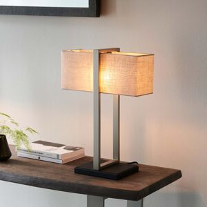 Metro Quellenhof 50cm Table Lamp Satin Nickel Base/Natural Shade 50cm H X 36cm W X 17cm D Metro Quellenhof 50cm Table Lamp Satin Nickel Base/Natural Shade 50cm H X 36cm W X 17cm D