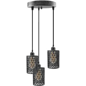 Marlow Home Co. Industrial Retro Pendant Light 3 Way Round Ceiling Base Brushed Finished Metal Ceiling Lamp Shade Pendant E27 Lamp Base For Home Living Room Office Ki Brushed Silver 117cm H X 31cm W X 31cm D Marlow Home Co. Industrial Retro Pendant Light 3 Way Round Ceiling Base Brushed Finished Metal Ceiling Lamp Shade Pendant E27 Lamp Base For Home Living Room Office Ki Brushed Silver 117cm H X 31cm W X 31cm D