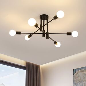 Corrigan Studio Industrial 6-Light Retro Chandelier Lamps Ceiling Light For Bedroom Living Room Lamp Satin Black 32cm H X 71cm W X 71cm D Corrigan Studio Industrial 6-Light Retro Chandelier Lamps Ceiling Light For Bedroom Living Room Lamp Satin Black 32cm H X 71cm W X 71cm D