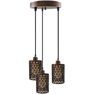Marlow Home Co. Industrial Retro Pendant Light 3 Way Round Ceiling Base Brushed Finished Metal Ceiling Lamp Shade Pendant E27 Lamp Base For Home Living Room Office Ki Brushed Copper 117cm H X 31cm W X 31cm D Marlow Home Co. Industrial Retro Pendant Light 3 Way Round Ceiling Base Brushed Finished Metal Ceiling Lamp Shade Pendant E27 Lamp Base For Home Living Room Office Ki Brushed Copper 117cm H X 31cm W X 31cm D