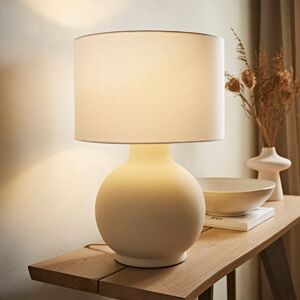 Metro Blair Natural Linen Shade Hand Finished Ceramic Grey Stone Table Lamp and Bulb Beige 51cm H X 35cm W X 35cm D Metro Blair Natural Linen Shade Hand Finished Ceramic Grey Stone Table Lamp and Bulb Beige 51cm H X 35cm W X 35cm D