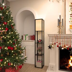 17 Stories Floor Lamp with 3 Layers Wooden Shelves, Modern 160cm Standing Light Reading Lamp for Living Room Black 160cm H X 26cm W X 26cm D 17 Stories Floor Lamp with 3 Layers Wooden Shelves, Modern 160cm Standing Light Reading Lamp for Living Room Black 160cm H X 26cm W X 26cm D