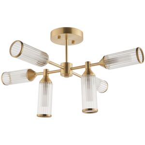 Fairmont Park Cunningham 6-Light Satin Brass Semi Flush Mount Satin Brass 20cm H X 65.3cm W X 65.3cm D Fairmont Park Cunningham 6-Light Satin Brass Semi Flush Mount Satin Brass 20cm H X 65.3cm W X 65.3cm D