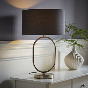 17 Stories Suejin Charcoal Fabric Drum Lamp Shade Brushed Chrome Oval Table Lamp Silver/Dark Grey 42.3cm H X 25cm W X 25cm D 17 Stories Suejin Charcoal Fabric Drum Lamp Shade Brushed Chrome Oval Table Lamp Silver/Dark Grey 42.3cm H X 25cm W X 25cm D
