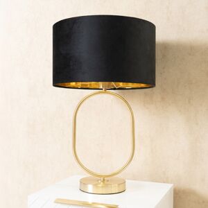 Fairmont Park Alechandre Black Velvet & Gold Drum Shade Brushed Gold Oval Table Lamp and LED Bulb Gold 42.3cm H X 25cm W X 25cm D Fairmont Park Alechandre Black Velvet & Gold Drum Shade Brushed Gold Oval Table Lamp and LED Bulb Gold 42.3cm H X 25cm W X 25cm D