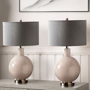 Ivy Bronx Cubelo 72cm Table Lamp with Glass Base for Living Room, Bedside Buffet Lamp with Faux Silk Shade Grey 71cm H X 41cm W X 41cm D Ivy Bronx Cubelo 72cm Table Lamp with Glass Base for Living Room, Bedside Buffet Lamp with Faux Silk Shade Grey 71cm H X 41cm W X 41cm D