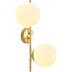 Fairmont Park Modern glass wall light - 2 -light E27 gold hallway lamp max. 25W for staircase bed living room (bulbs not included) White, matt 45cm H X 20cm W X 17cm D Fairmont Park Modern glass wall light - 2 -light E27 gold hallway lamp max. 25W for staircase bed living room (bulbs not included) White, matt 45cm H X 20cm W X 17cm D