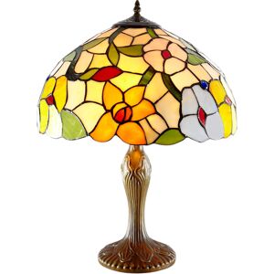 Astoria Grand Spring Flower Stained Glass Tiffany Table Lamp - Blue/Pink/Beige/Green 45cm H x 40.64cm W x 40.64cm D Astoria Grand Spring Flower Stained Glass Tiffany Table Lamp - Blue/Pink/Beige/Green 45cm H x 40.64cm W x 40.64cm D