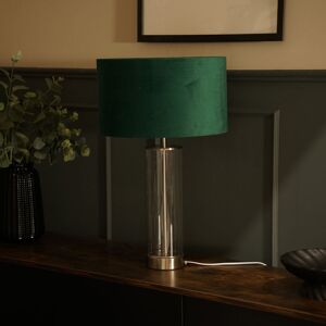Fairmont Park Simonetta Matt Gold and Clear Tube Table Lamp with Blush Velvet Reni Shade and 6W GLS Warm White Bulb Forest Green/Silver 49.5cm H X 22.5cm W X 57.15cm D Fairmont Park Simonetta Matt Gold and Clear Tube Table Lamp with Blush Velvet Reni Shade and 6W GLS Warm White Bulb Forest Green/Silver 49.5cm H X 22.5cm W X 57.15cm D