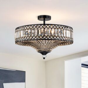 Mercer41 Kessler 6-Light Modern Crystal Semi-Flush Mount Ceiling Light Matte Black 28.5cm H X 50cm W X 50cm D Mercer41 Kessler 6-Light Modern Crystal Semi-Flush Mount Ceiling Light Matte Black 28.5cm H X 50cm W X 50cm D