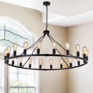 August Grove Turco 20-Light Wagon Wheel Chandelier Black 83cm H X 120cm W X 120cm D August Grove Turco 20-Light Wagon Wheel Chandelier Black 83cm H X 120cm W X 120cm D