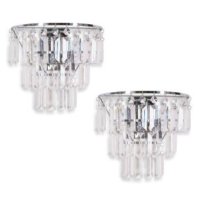 Fairmont Park Aatiqa Pair of Acrylic Jewel Droplets Shade Chrome Stem Wall Lights with LED Bulbs Plated 22.5cm H X 25cm W X 12.5cm D Fairmont Park Aatiqa Pair of Acrylic Jewel Droplets Shade Chrome Stem Wall Lights with LED Bulbs Plated 22.5cm H X 25cm W X 12.5cm D