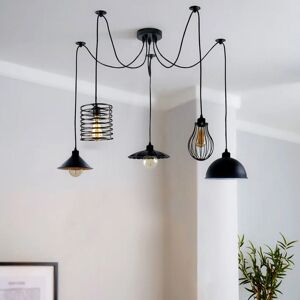 Borough Wharf 5Way Vintage Industrial Ceiling Lamp Shade Chandelier Retro Spider Pendant Light Black 150cm H X 12cm W X 12cm D Borough Wharf 5Way Vintage Industrial Ceiling Lamp Shade Chandelier Retro Spider Pendant Light Black 150cm H X 12cm W X 12cm D
