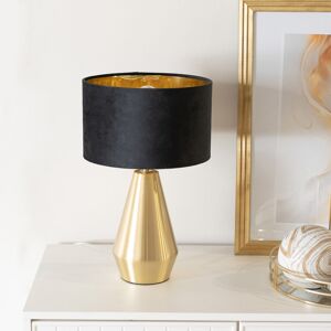 Fairmont Park Aesha Dimmable Touch Table Lamp with Velvet & Inner Lamp Shade Gold Base/Black/Gold Shade 41cm H X 25cm W X 25cm D Fairmont Park Aesha Dimmable Touch Table Lamp with Velvet & Inner Lamp Shade Gold Base/Black/Gold Shade 41cm H X 25cm W X 25cm D