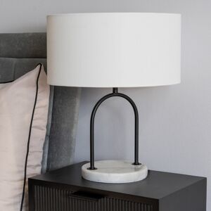 Fairmont Park Rachel Black Arch Marble Base Table Lamp with White Linen Lamp Shade and Bulb Black/White 39cm H X 32cm W X 32cm D Fairmont Park Rachel Black Arch Marble Base Table Lamp with White Linen Lamp Shade and Bulb Black/White 39cm H X 32cm W X 32cm D