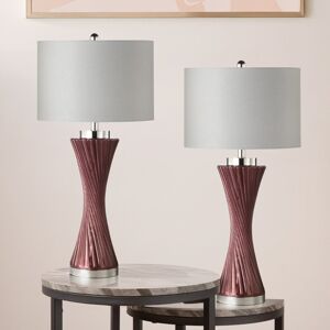 Ivy Bronx Cornealius 78cm Living Room Table Lamp with Glass Base, Bedside Buffet Lamp with Linen Shade Silver;Rose Gold 78cm H X 38cm W X 38cm D Ivy Bronx Cornealius 78cm Living Room Table Lamp with Glass Base, Bedside Buffet Lamp with Linen Shade Silver;Rose Gold 78cm H X 38cm W X 38cm D