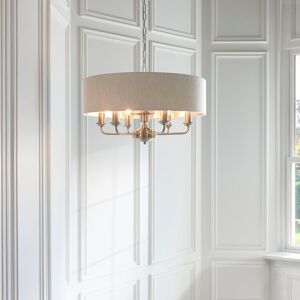 Fairmont Park Landover 6-Light Drum Chandelier Brushed Chrome/Natural 31.5cm H X 55cm W X 55cm D Fairmont Park Landover 6-Light Drum Chandelier Brushed Chrome/Natural 31.5cm H X 55cm W X 55cm D