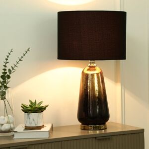 Fairmont Park 57cm Bedside Table Lamp With Glass Base For Bedroom Furniture, Buffet Lamp With Black Linen Shade Black;Gold 57cm H X 33cm W X 33cm D Fairmont Park 57cm Bedside Table Lamp With Glass Base For Bedroom Furniture, Buffet Lamp With Black Linen Shade Black;Gold 57cm H X 33cm W X 33cm D