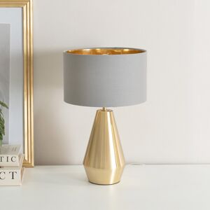 Fairmont Park Alamar Gold Dimmable Touch Table Lamp with Black with Gold Inner Lamp Shade Grey 41cm H X 25cm W X 25cm D Fairmont Park Alamar Gold Dimmable Touch Table Lamp with Black with Gold Inner Lamp Shade Grey 41cm H X 25cm W X 25cm D