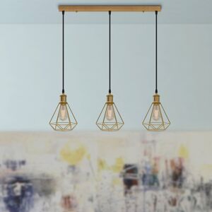 Borough Wharf Brayman 3 - Light Kitchen Island Geometric Pendant Gold 122.5cm H X 70cm W X 50cm D Borough Wharf Brayman 3 - Light Kitchen Island Geometric Pendant Gold 122.5cm H X 70cm W X 50cm D