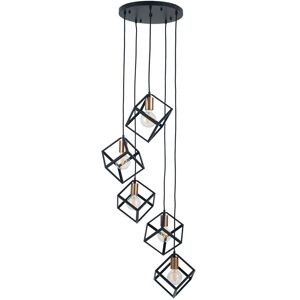 Borough Wharf Kesler 5 Light Cluster Pendant Black 156cm H X 50cm W X 50cm D Borough Wharf Kesler 5 Light Cluster Pendant Black 156cm H X 50cm W X 50cm D