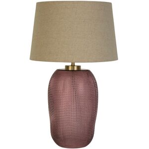 Fairmont Park Abdulmajeed 1Lt Table Lamp, Pink Glass with Natural Linen Shade Pink 38.5cm H X 33cm W X 33cm D Fairmont Park Abdulmajeed 1Lt Table Lamp, Pink Glass with Natural Linen Shade Pink 38.5cm H X 33cm W X 33cm D