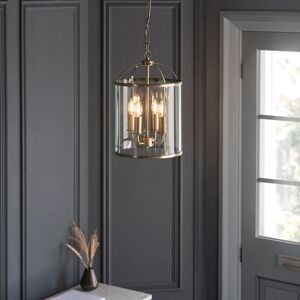 Three Posts Bearse 4 - Light Lantern Drum Pendant Antique Brass 48cm H X 30cm W X 30cm D Three Posts Bearse 4 - Light Lantern Drum Pendant Antique Brass 48cm H X 30cm W X 30cm D
