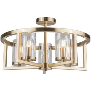 Canora Grey Aundre 5 - Light Chandelier Cylinder Pendant Antique Brass 28.5cm H X 48cm W Canora Grey Aundre 5 - Light Chandelier Cylinder Pendant Antique Brass 28.5cm H X 48cm W