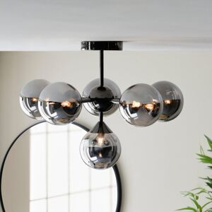Etta Avenue Jaxon Glass Semi Flush Mount Black Chrome Plate;Smoked;Black Chrome Plate;Smoked 49.8cm W X 49.8cm D Etta Avenue Jaxon Glass Semi Flush Mount Black Chrome Plate;Smoked;Black Chrome Plate;Smoked 49.8cm W X 49.8cm D