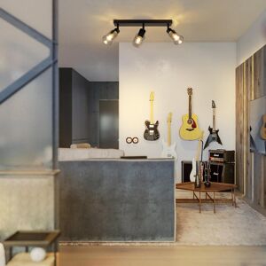 Metro Light vintage: E14 ceiling light black spots ceiling lamp living room industrial kitchen lamp ceiling spots made of glass and metal 350° swiveling for Stainless Steel 8 cm H x 41 cm W x 7 cm D Metro Light vintage: E14 ceiling light black spots ceiling lamp living room industrial kitchen lamp ceiling spots made of glass and metal 350° swiveling for Stainless Steel 8 cm H x 41 cm W x 7 cm D