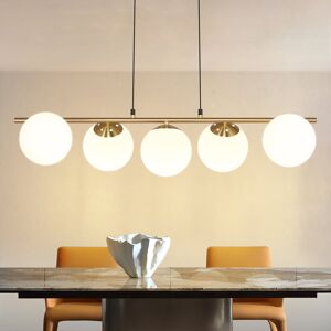 George Oliver Sollis 5 - Light Kitchen Island Pendant Gold 20cm H X 90cm W X 15cm D George Oliver Sollis 5 - Light Kitchen Island Pendant Gold 20cm H X 90cm W X 15cm D