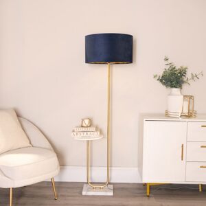 Fairmont Park Ahlayla Floor Lamp with Table and Velvet with Inner Lamp Shade and LED Bulb Brushed/White/Blue/Gold 146cm H X 54cm W X 35cm D Fairmont Park Ahlayla Floor Lamp with Table and Velvet with Inner Lamp Shade and LED Bulb Brushed/White/Blue/Gold 146cm H X 54cm W X 35cm D