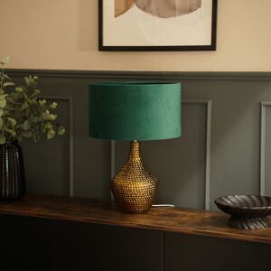 Fairmont Park Deshi Metallic Gold Ceramic Table Lamp with Blush Velvet Reni Shade and 6W GLS Warm White Bulb Forest Green 36.5cm H X 79.5cm D Fairmont Park Deshi Metallic Gold Ceramic Table Lamp with Blush Velvet Reni Shade and 6W GLS Warm White Bulb Forest Green 36.5cm H X 79.5cm D