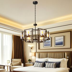 Borough Wharf 6-light Industrial Geometric Chandelier Metal Ceiling Pendant Light With Glass Shades Adjustable Hanging Chain For Dining Room, Kitchen Island, Entryw Antique Brass 118cm H X 73.5cm W X 73.5cm D Borough Wharf 6-light Industrial Geometric Chandelier Metal Ceiling Pendant Light With Glass Shades Adjustable Hanging Chain For Dining Room, Kitchen Island, Entryw Antique Brass 118cm H X 73.5cm W X 73.5cm D