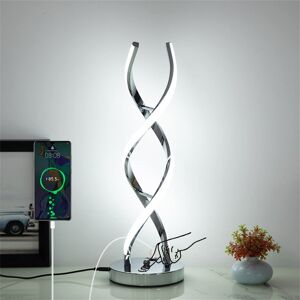 Metro Spiral LED Table Lamp Modern, Dimmable Bedside Desk Nightstand Lamp, 18W Touch Control Black Lamp With 3 Color Temperatures And USB Port, Ideal For Be Silver 48cm H X 15cm W X 15cm D Metro Spiral LED Table Lamp Modern, Dimmable Bedside Desk Nightstand Lamp, 18W Touch Control Black Lamp With 3 Color Temperatures And USB Port, Ideal For Be Silver 48cm H X 15cm W X 15cm D
