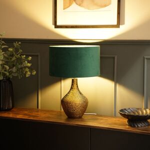 Fairmont Park Deshi Metallic Gold Ceramic Table Lamp with Blush Velvet Reni Shade and 6W GLS Warm White Bulb Forest Green 43cm H X 61cm D Fairmont Park Deshi Metallic Gold Ceramic Table Lamp with Blush Velvet Reni Shade and 6W GLS Warm White Bulb Forest Green 43cm H X 61cm D