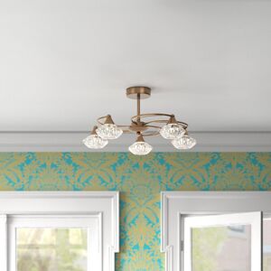 Etta Avenue Aldiana 5 -Light 46cm Semi Flush Mount Antique Brass 22.5cm H X 46cm W X 46cm D Etta Avenue Aldiana 5 -Light 46cm Semi Flush Mount Antique Brass 22.5cm H X 46cm W X 46cm D