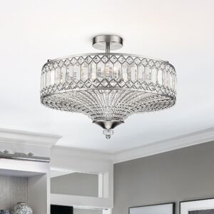 Mercer41 Kessler 6-Light Modern Crystal Semi Flush Mount Ceiling Light Chrome 28.5cm H X 50cm W X 50cm D Mercer41 Kessler 6-Light Modern Crystal Semi Flush Mount Ceiling Light Chrome 28.5cm H X 50cm W X 50cm D